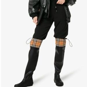 Burberry Black Plaid Check Over the Knee Rain Boots Size 39